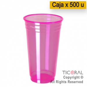 VASO NEON FLUO 300CC ROSA COPOBRAS X 500 unidades (20 paq x 25 unidades)